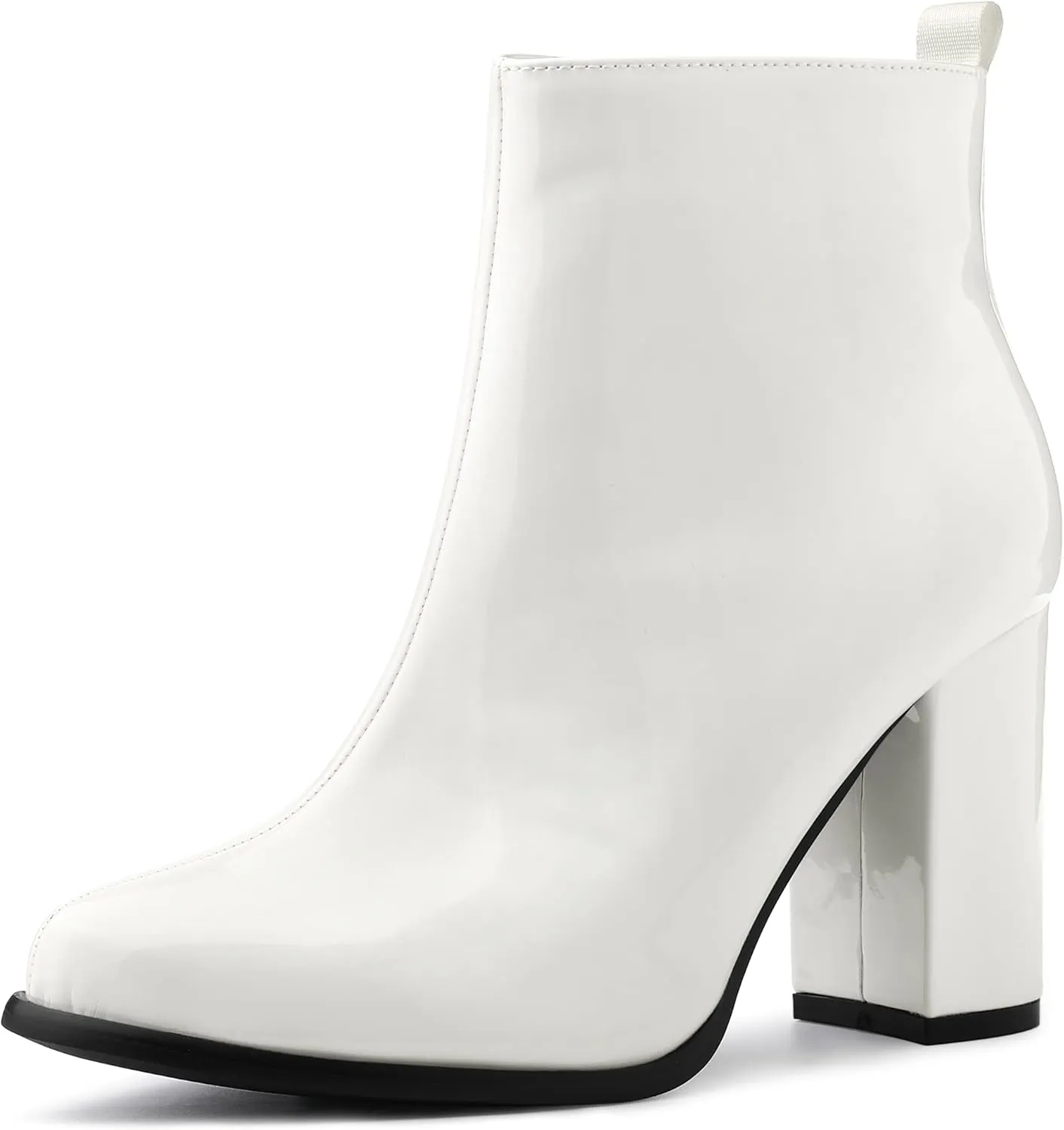 Allegra K Women's Round Toe Zipper Chunky Heels Ankle Boots
