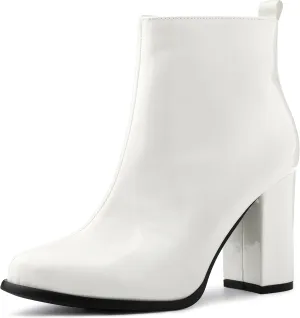 Allegra K Women's Round Toe Zipper Chunky Heels Ankle Boots