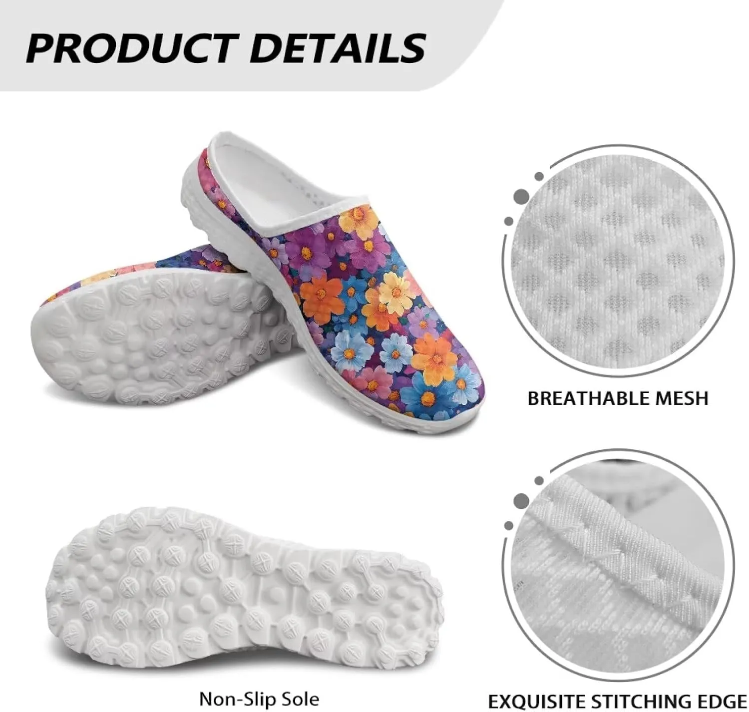 Backless Mesh Slip-On Mule Shoes for Women - Light, Comfort, Non-Slip, Easy Wear for Walking, Camping