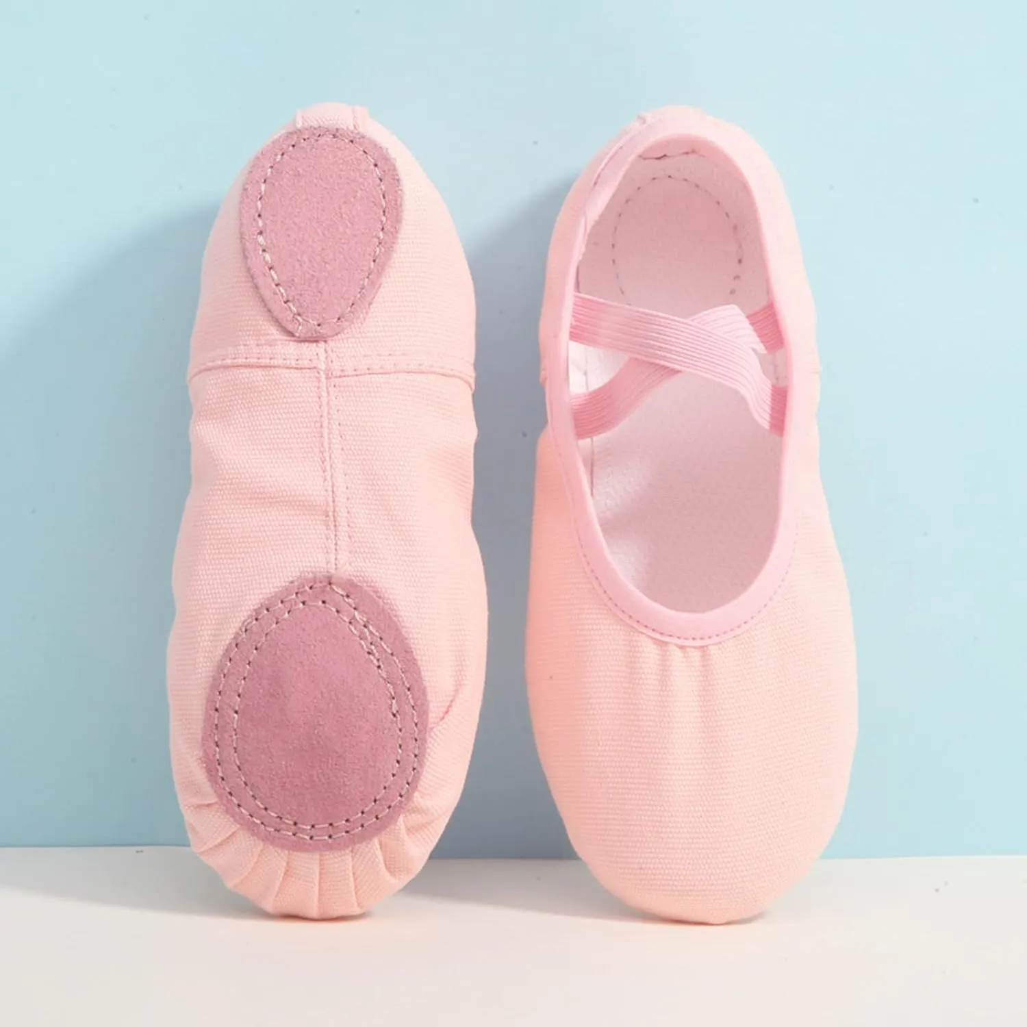 Ballet Shoes for Girls, Satin Elastic Dance Practice Slippers Split Soft Leather Flat Sole Yoga Gymnastics Shoes