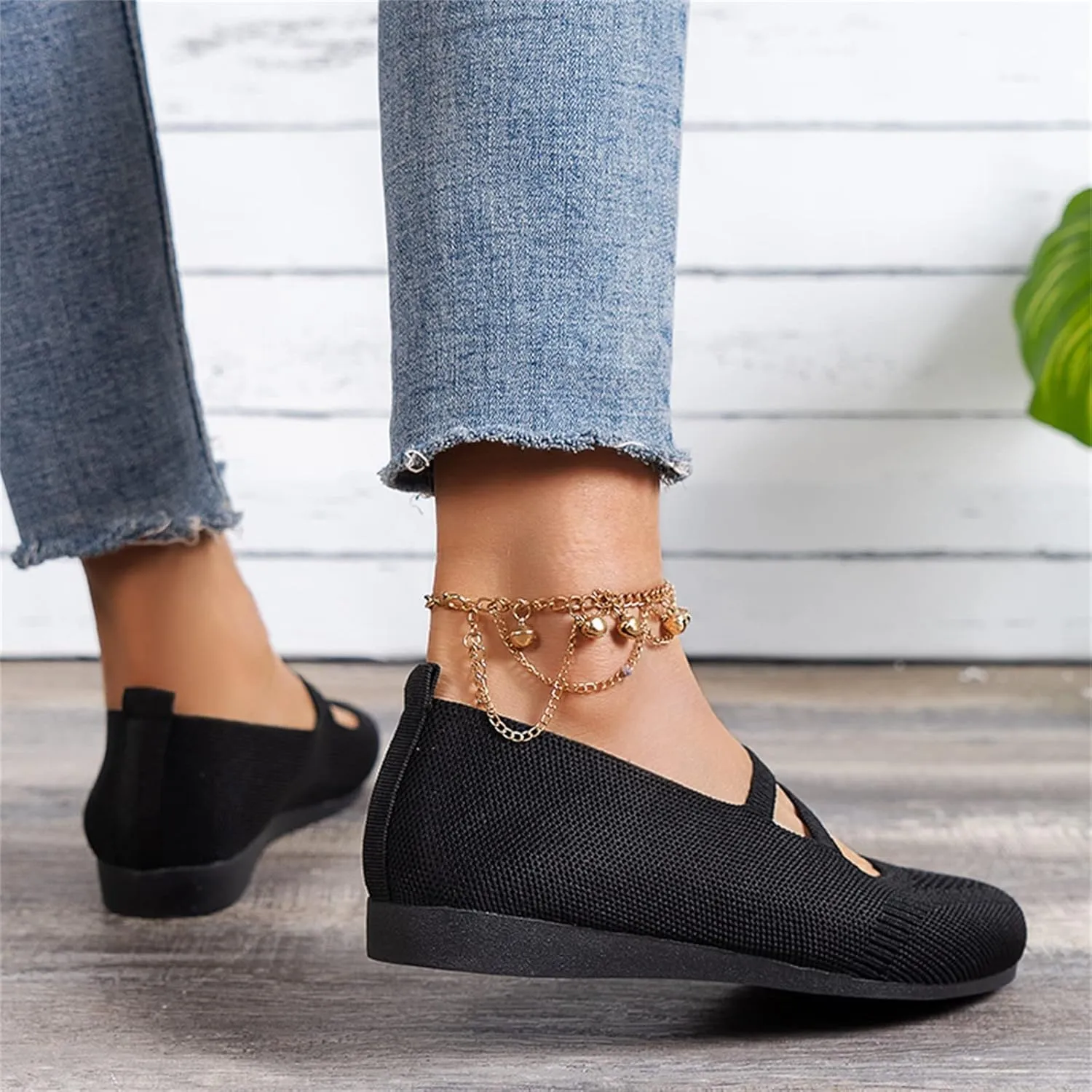 Black Flats for Women Dressy Ballet Flat Shoes Business Casual Loafers Flat Dress Shoes Comfortable Office Shoe