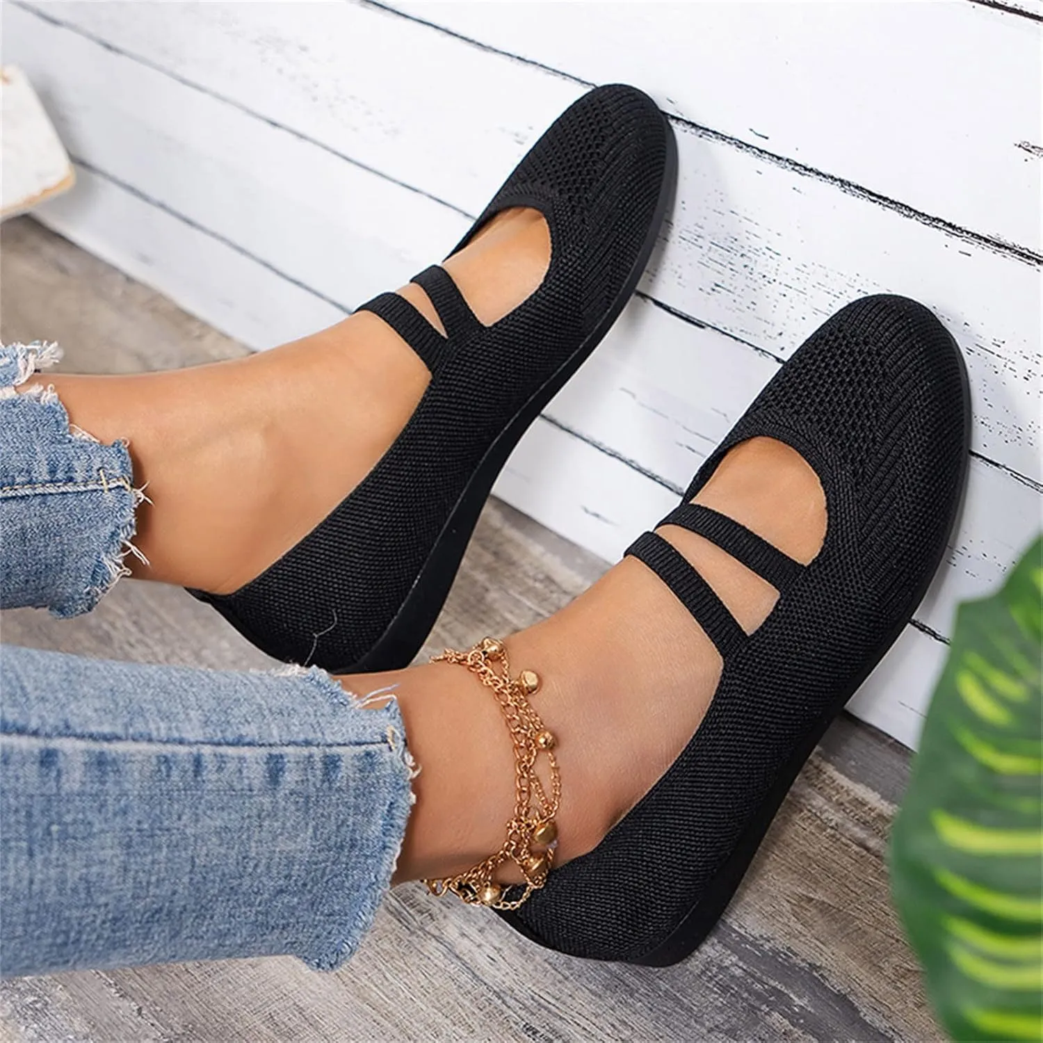 Black Flats for Women Dressy Ballet Flat Shoes Business Casual Loafers Flat Dress Shoes Comfortable Office Shoe