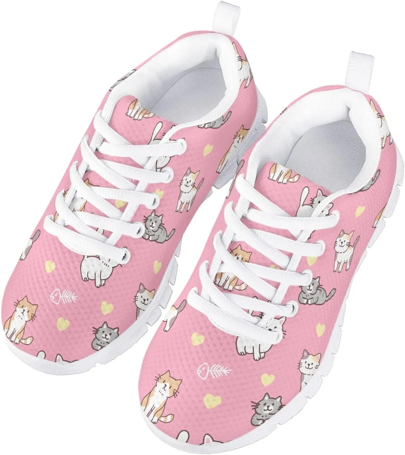 Boys and Girls Cute Cat Dog Print Running Tennis Shoes School Daily Casual Sneakers