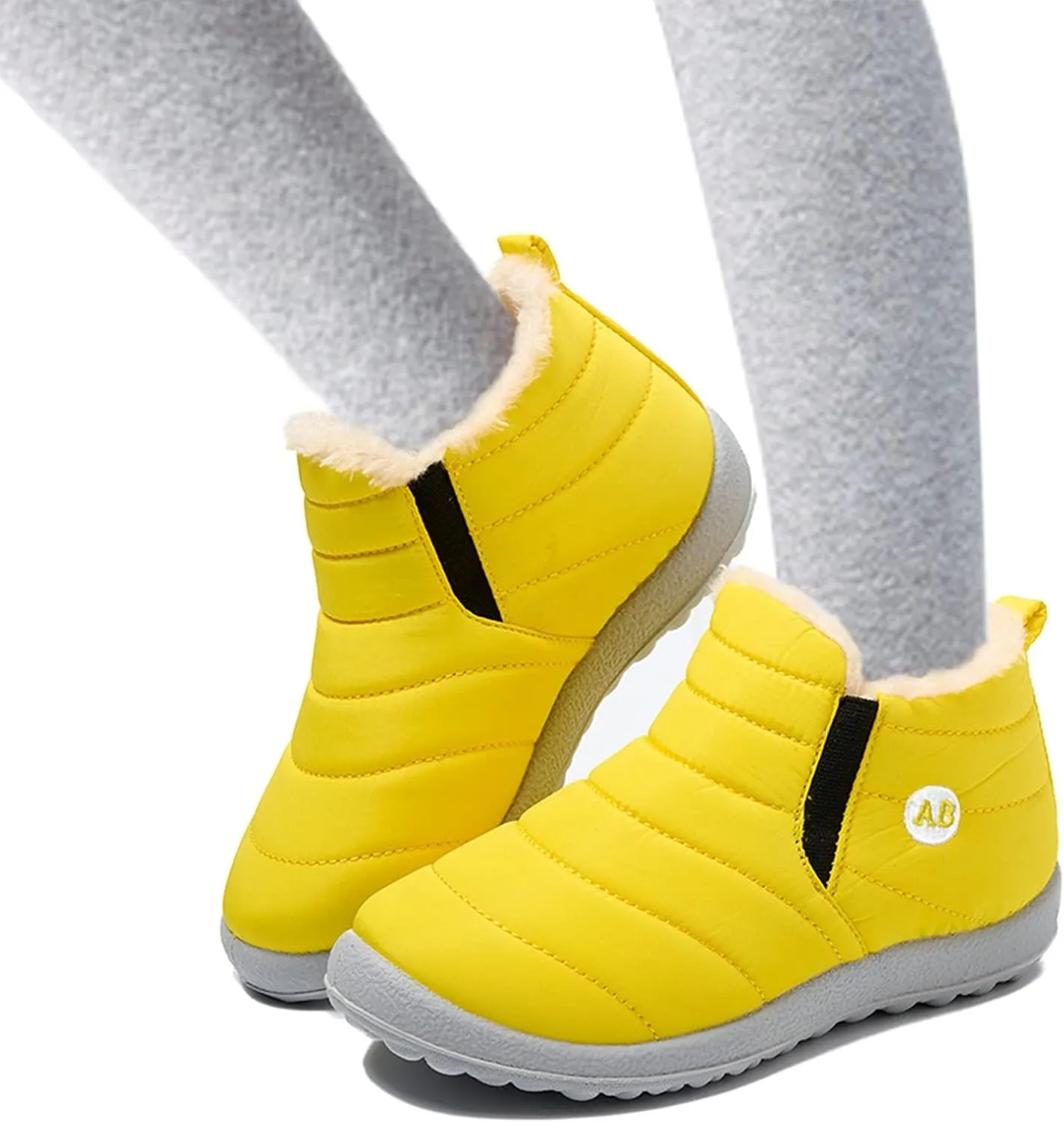Boys Girls Winter Snow Boots Comforable Warm Fleece Lined Unisex Kids Boot Outdoor Waterproof Walking Ankle Booties