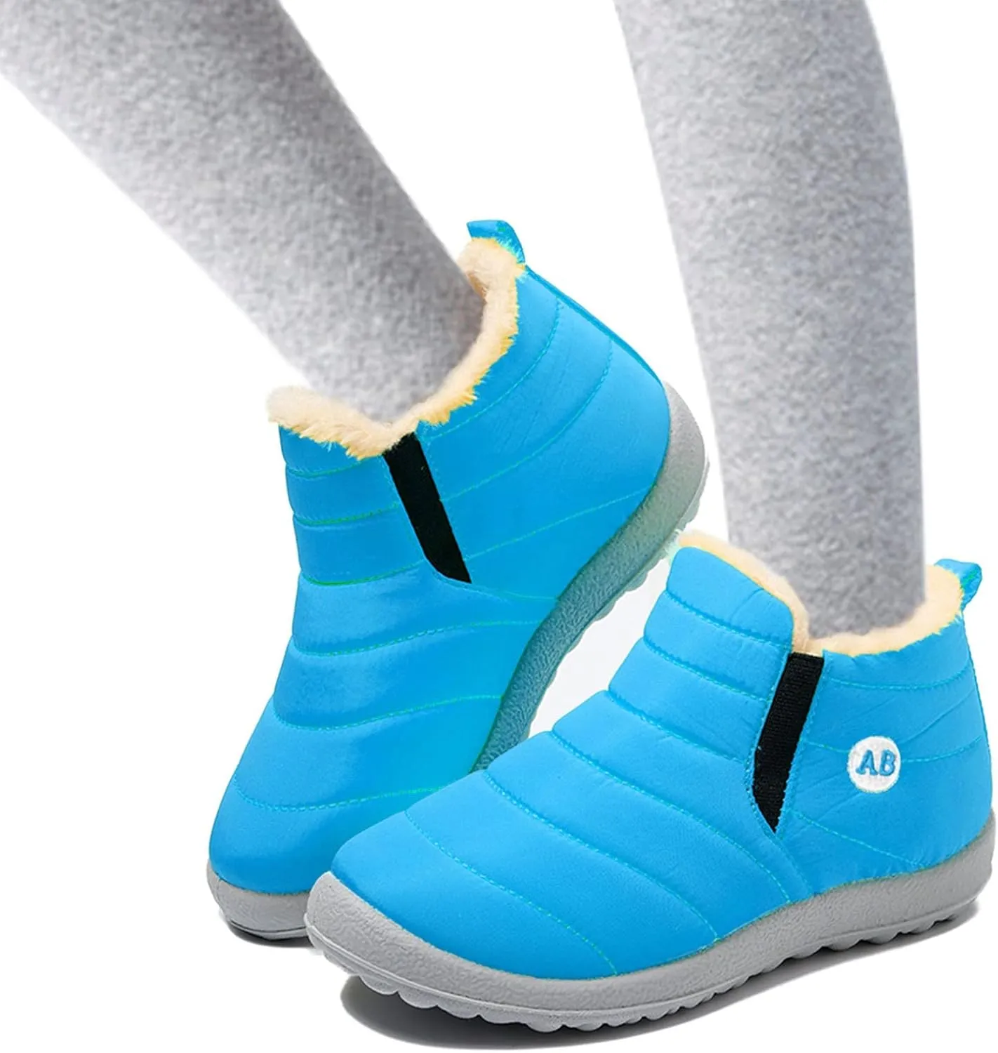 Boys Girls Winter Snow Boots Comforable Warm Fleece Lined Unisex Kids Boot Outdoor Waterproof Walking Ankle Booties