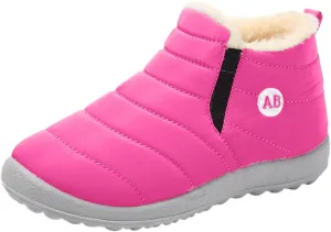 Boys Girls Winter Snow Boots Comforable Warm Fleece Lined Unisex Kids Boot Outdoor Waterproof Walking Ankle Booties