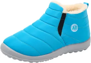 Boys Girls Winter Snow Boots Comforable Warm Fleece Lined Unisex Kids Boot Outdoor Waterproof Walking Ankle Booties