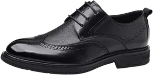 Business Oxford Shoes for Men Classic Brogue Wingtip Platform Oxfords Lace up