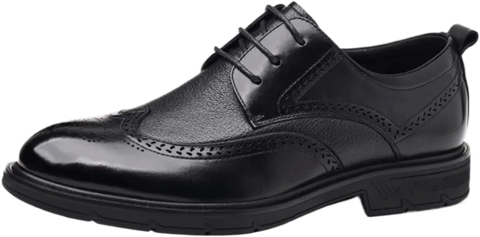 Business Oxford Shoes for Men Classic Brogue Wingtip Platform Oxfords Lace up