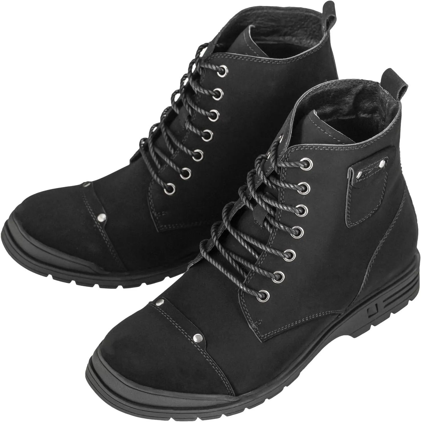 Calden Men's Invisible Height Increasing Elevator Shoes - Black Nubuck Leather Lace-up Military Style Ankle Boots - 3.2 Inches Taller - K18135 - Size 10 D(M) US