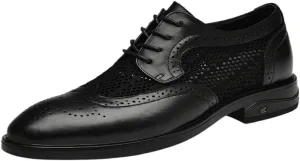 Casual Fashion Men's Dress Shoes, Classic Breathable Mens Oxfords, Modern Comfortable Lace-up Shoes, Black Low Top Walking