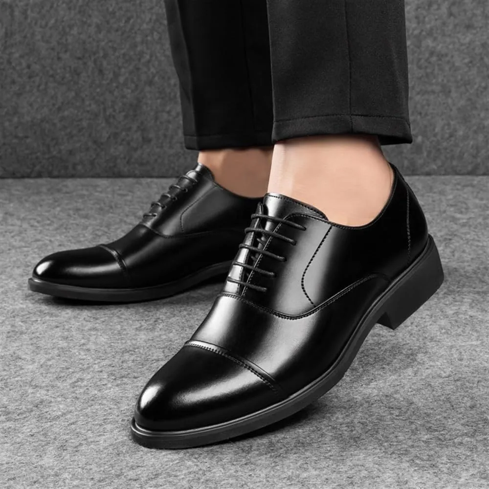 Casual Shoes for Men Leather Black Mens Shoes Wedding Man Elevator Shoes Men Dress Shoe Men Genuine Leather Oxfords Height Increasing