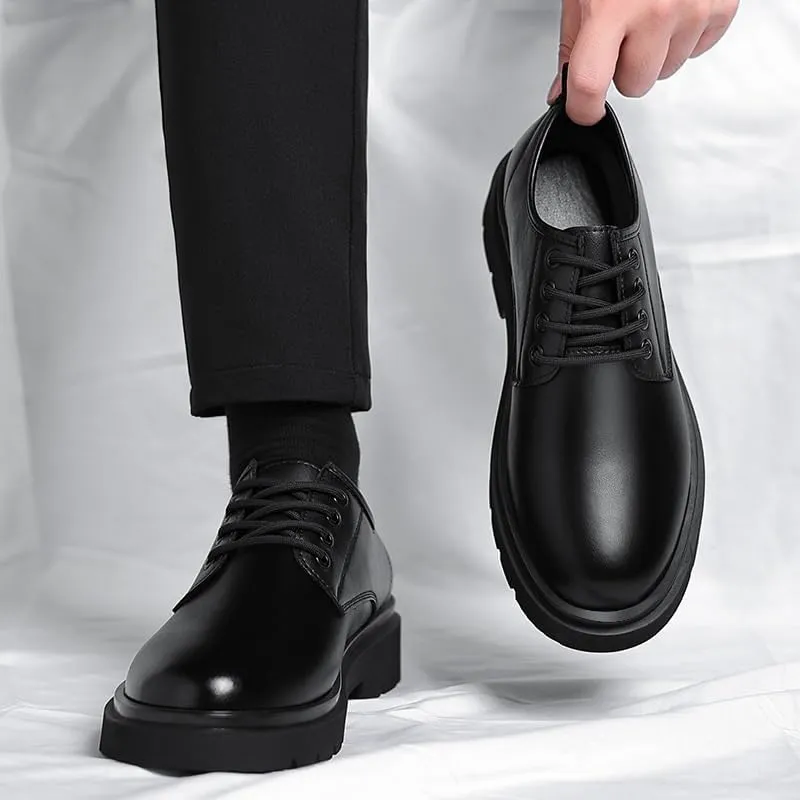 Classic Men's Leather Dress Shoes Casual Business Formal Oxfords Shoes Lace-up Derby Shoes for Men