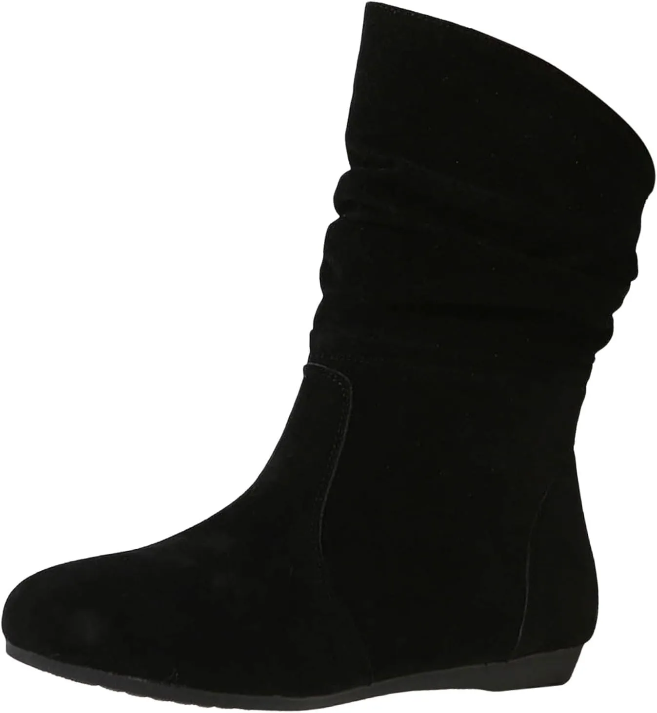 Cowboy boots for women Round Toe Suede Flat Mid Calf Boots Solid Color Simple Lightweight Boots Women Wide Calf Ankle Boot