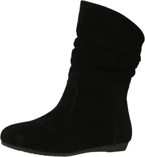 Cowboy boots for women Round Toe Suede Flat Mid Calf Boots Solid Color Simple Lightweight Boots Women Wide Calf Ankle Boot