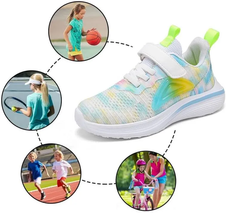 DHOVOR Girls Running Shoes Athletic Fashion Sneakers Lightweight Tennis Walking Basketball Shoes for Girls(Little Kid/Big Kid)