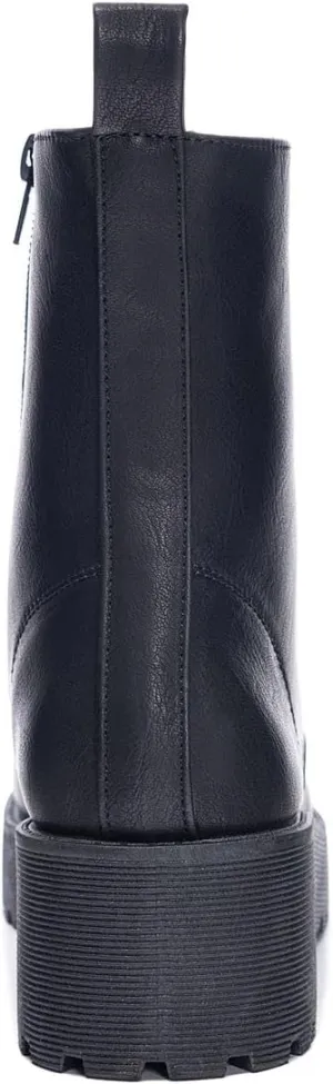 Dirty Laundry More Fun Black Lace Up Chunky Block Heel Rounded Toe Ankle Boots