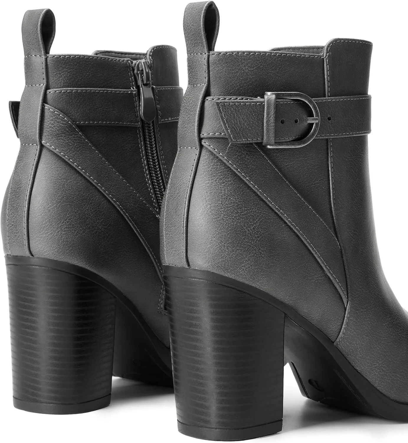 DREAM PAIRS Women's Chunky High Heel Ankle Boots Round Toe Fall Short Booties Shoes