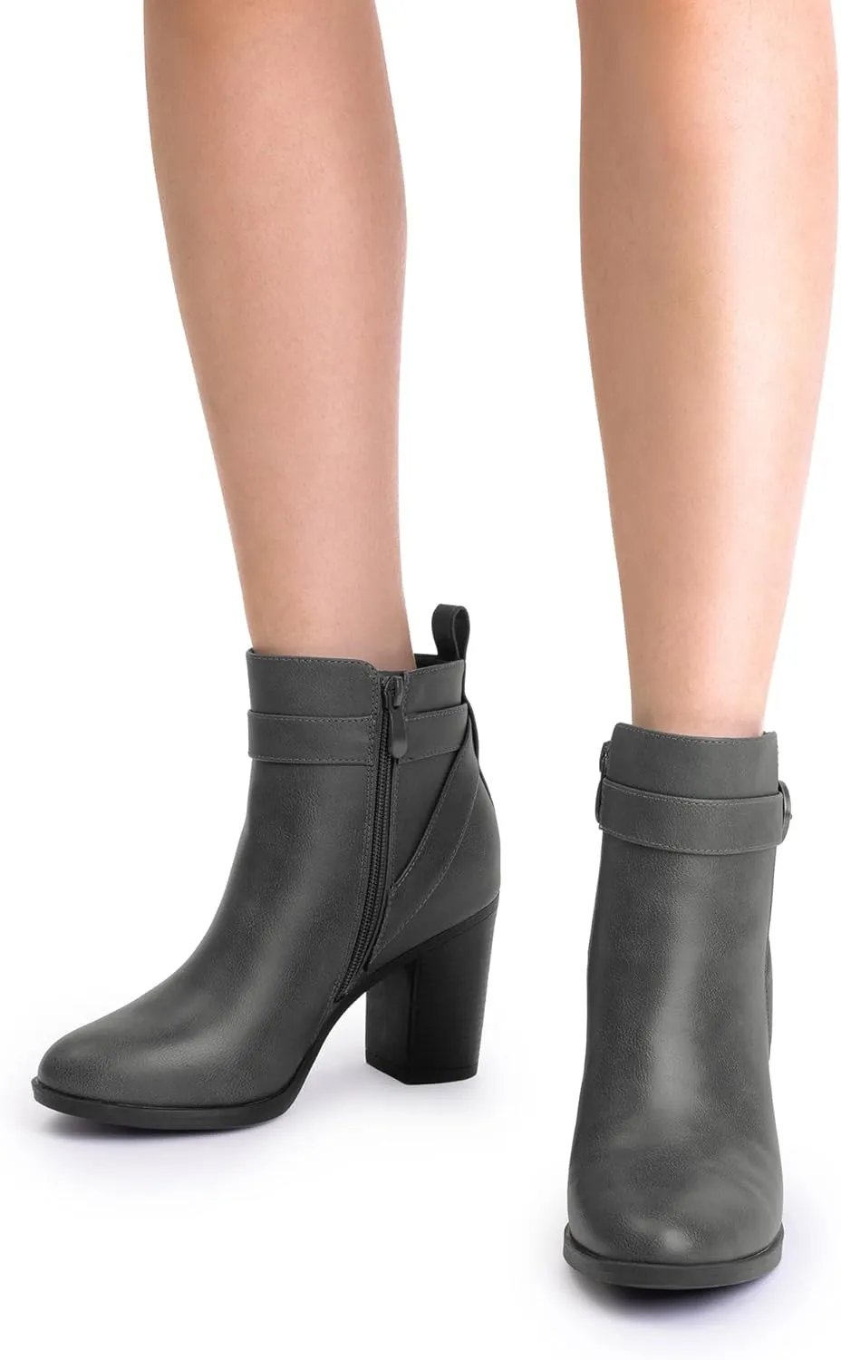 DREAM PAIRS Women's Chunky High Heel Ankle Boots Round Toe Fall Short Booties Shoes