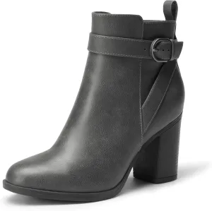 DREAM PAIRS Women's Chunky High Heel Ankle Boots Round Toe Fall Short Booties Shoes