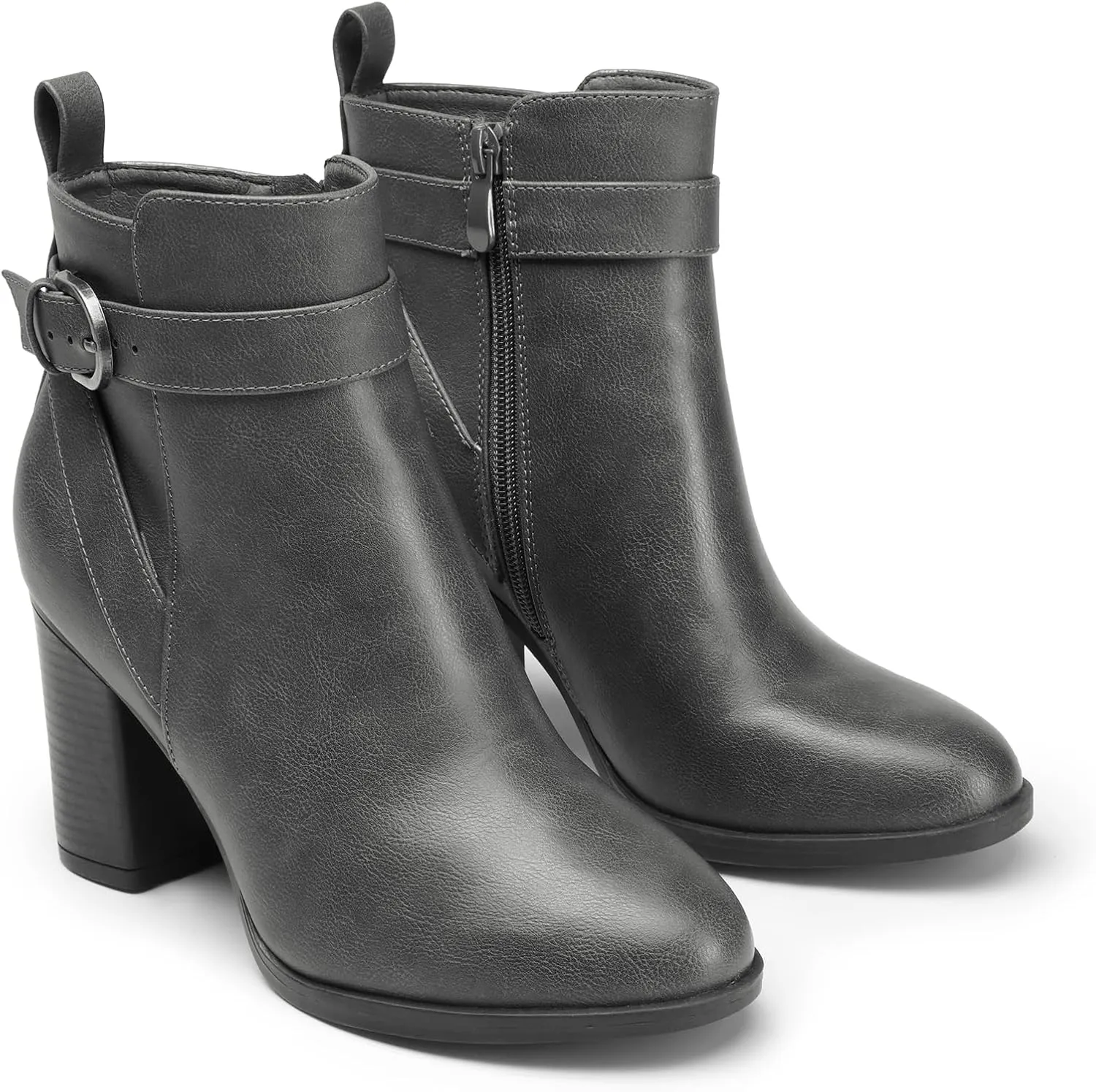 DREAM PAIRS Women's Chunky High Heel Ankle Boots Round Toe Fall Short Booties Shoes