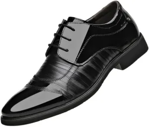 Dress Oxford Shoes for Men Lace-up Leather Shoes Men Business Oxford Breathable Patent Leather Formal Shoes Man Office Wedding Flats Male