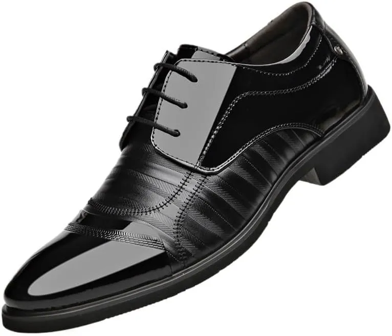 Dress Oxford Shoes for Men Lace-up Leather Shoes Men Business Oxford Breathable Patent Leather Formal Shoes Man Office Wedding Flats Male