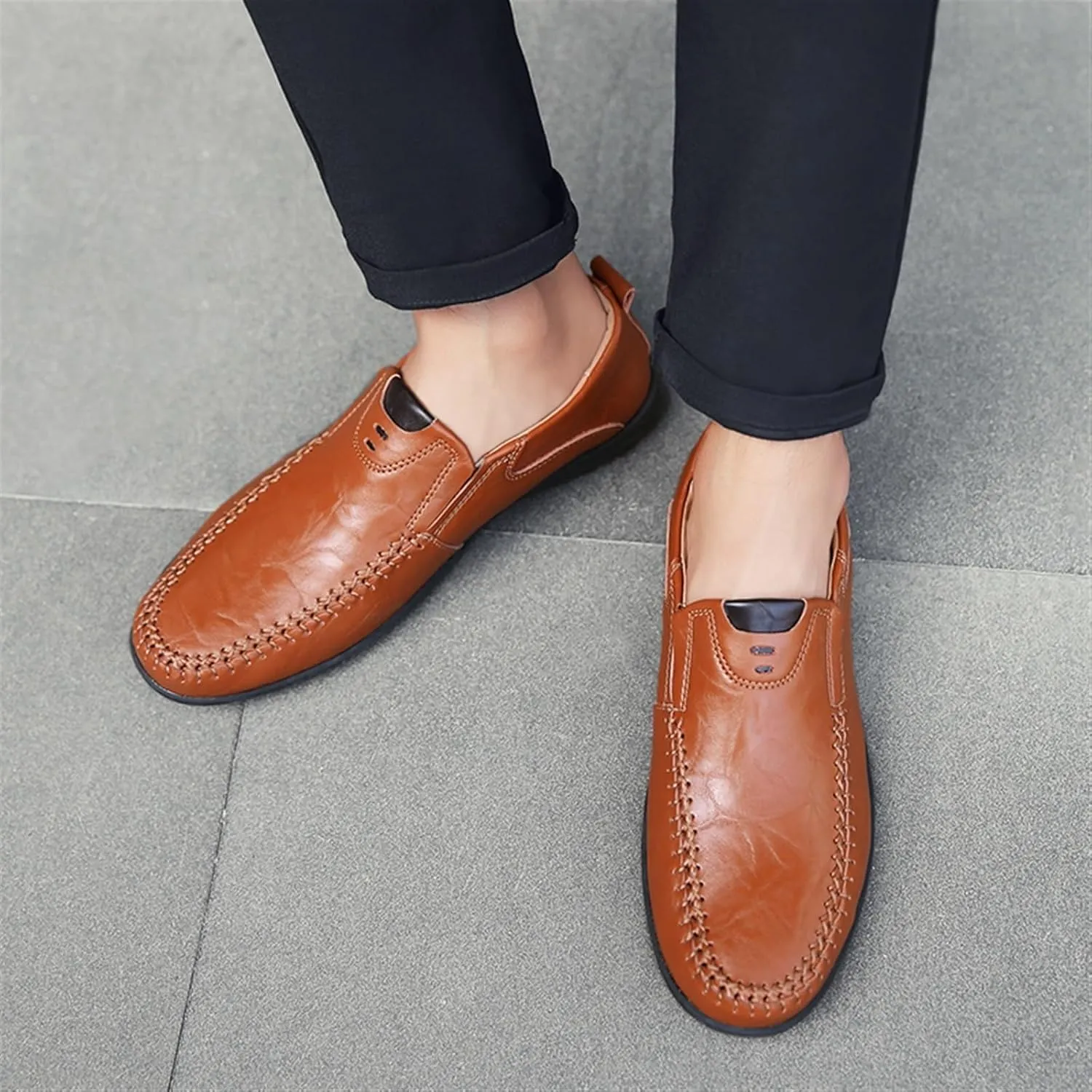 Dress Shoes for Men Men's Winter Leather Casual Driving Moccasins Slip-On Loafers Comfortable Flat Shoes for Men