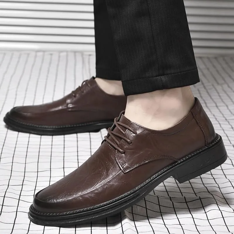 Elegant Lace-up Height Increase Leather Shoes Modern Classic Formal Wedding Shoes Men's Casual Dress Oxford