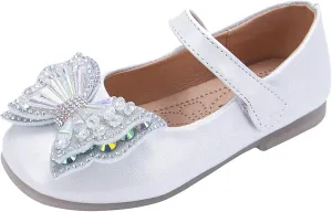 EnJoCho Toddler First Walking Shoes Children Shoes Flat Sandals Students Dance Performance Shoes Sequin Bow Princess