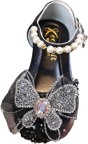 Fashion Autumn Toddler and Girls Casual Leather Shoes Dance Performance Round Toe Buckle Dress Shoes (Black, 2.5-3 Years)