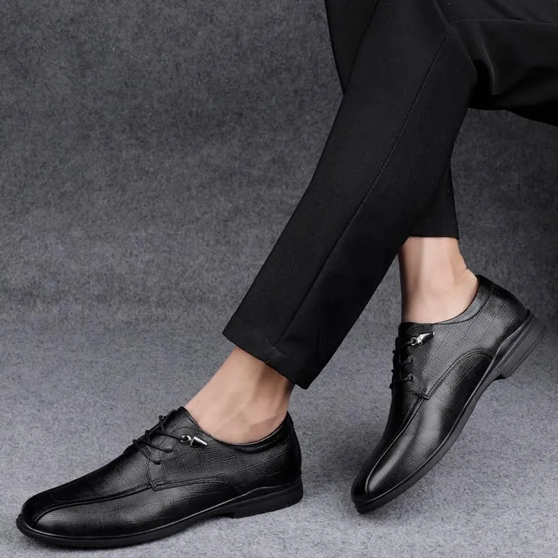 Formal Shoes Dress Oxford for Men Business Genuine Leather Men's Shoes Metal Decorative Lace-up Leather Shoes Outdoors Driving Men's Shoes