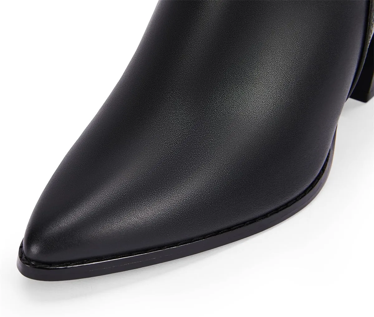 FOWT Women Pointed Toe Side Zipper Ankle Boots Stacked Block High Heel Booties Warm Winter Dressy Outdoor Travel Shoes Size 4-16 US