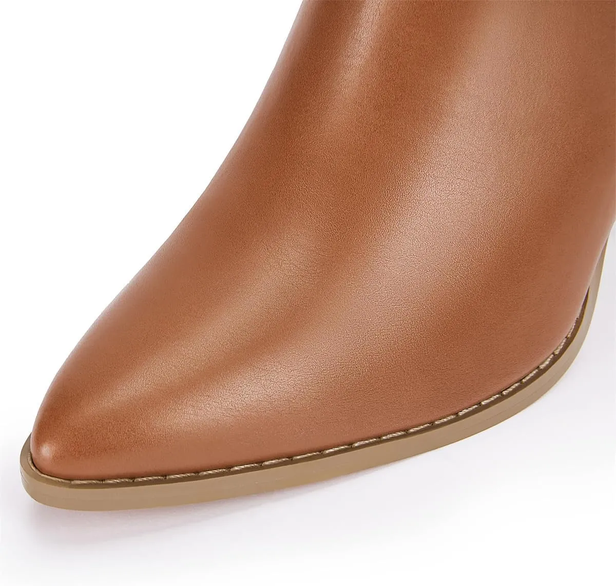 FOWT Women Pointed Toe Side Zipper Ankle Boots Stacked Block High Heel Booties Warm Winter Dressy Outdoor Travel Shoes Size 4-16 US