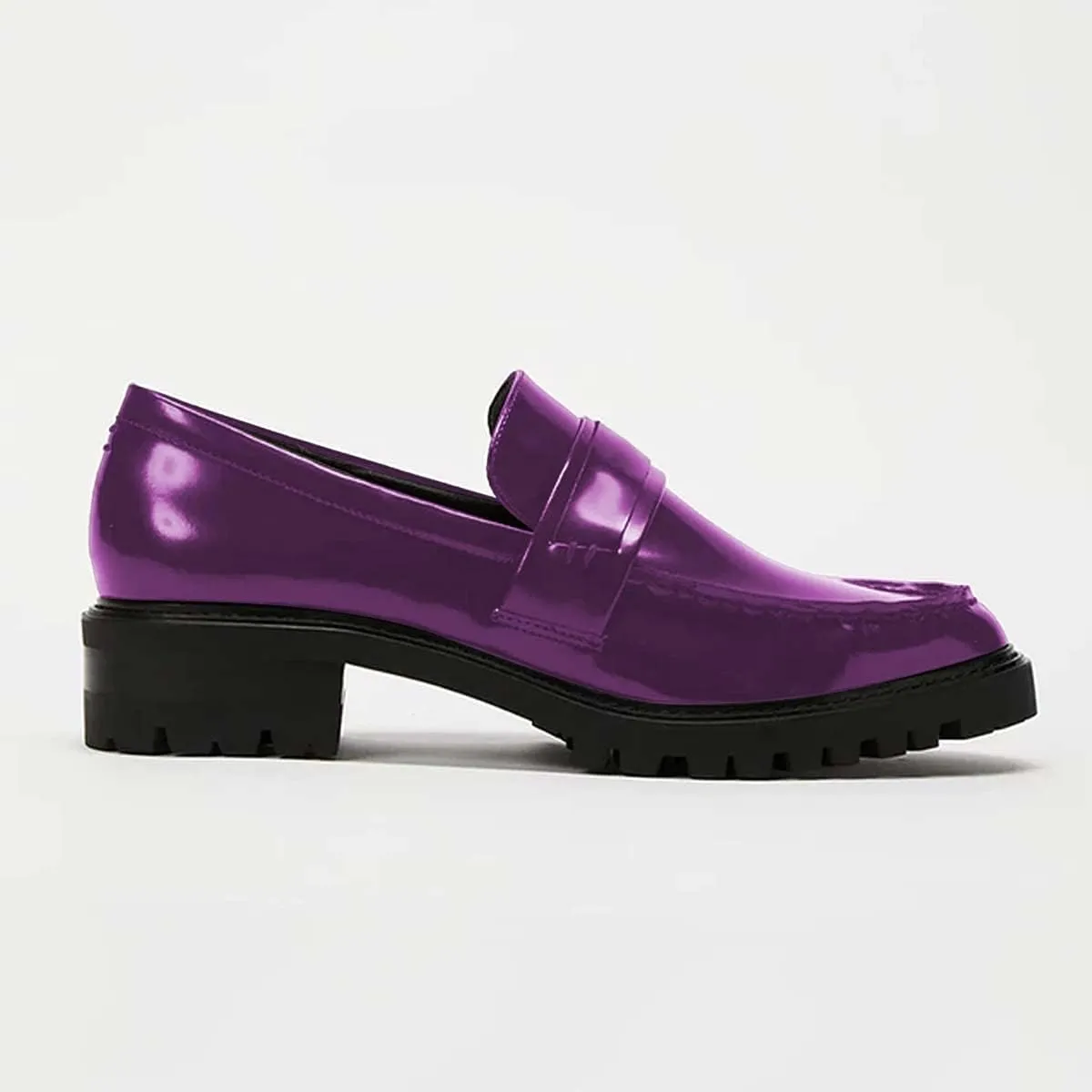 FOWT Women's Low Chunky Heel Loafers Round Toe Platform Flats with Lug Sole Casual Comfortable Slip on Unisex Shoes Driving Walking Traveling,4-16 US Size