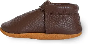 Fringeless Baby Moccasins with Non-Slip Suede Sole - Genuine Italian Leather, Boys and Girls Shoes for Newborns, Babies, Infants, Toddlers