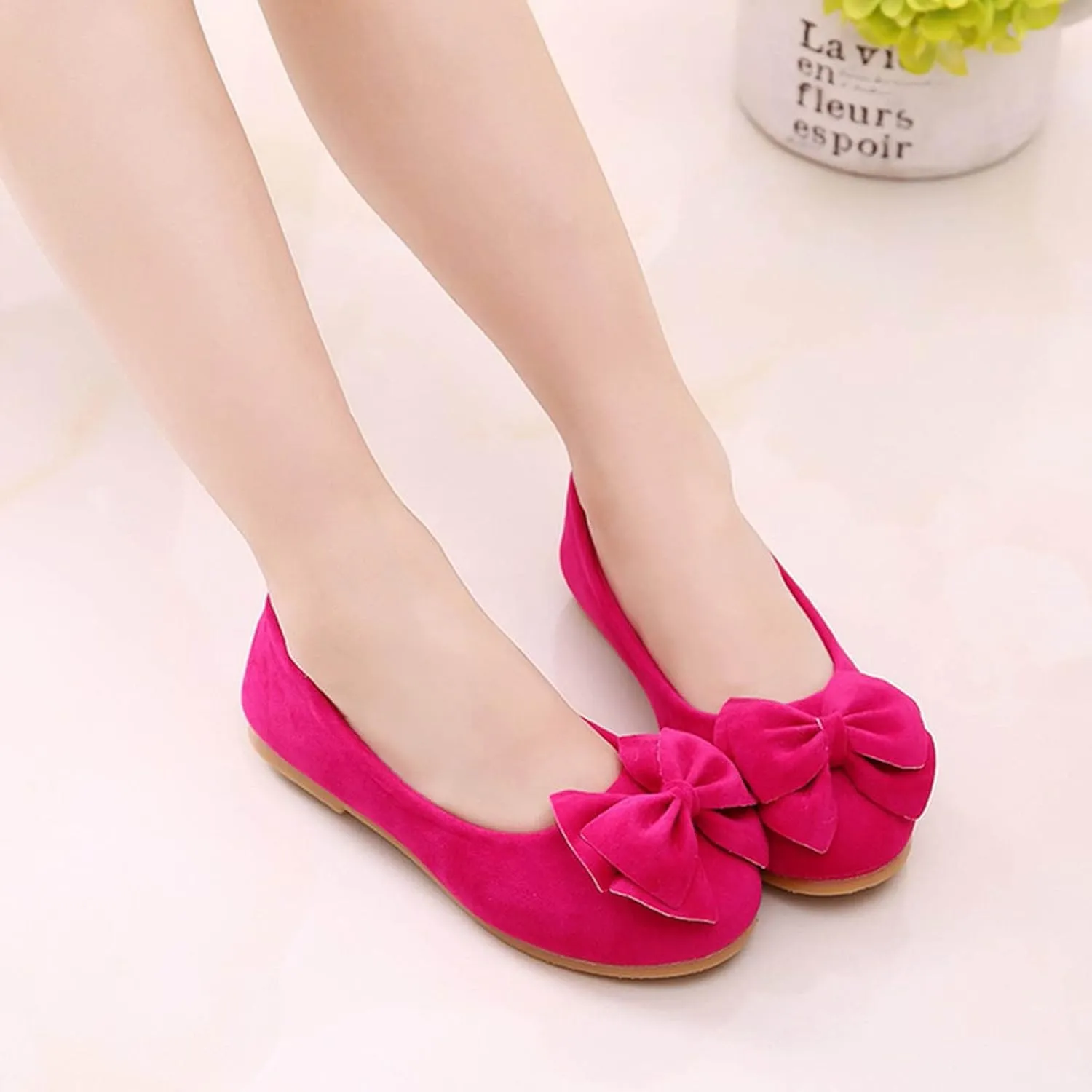 Girls' Flats Single Shoes Bowknot Non Slip Princess Shoes Single Shoes Cute Fashion Performance Outdoor Shoes
