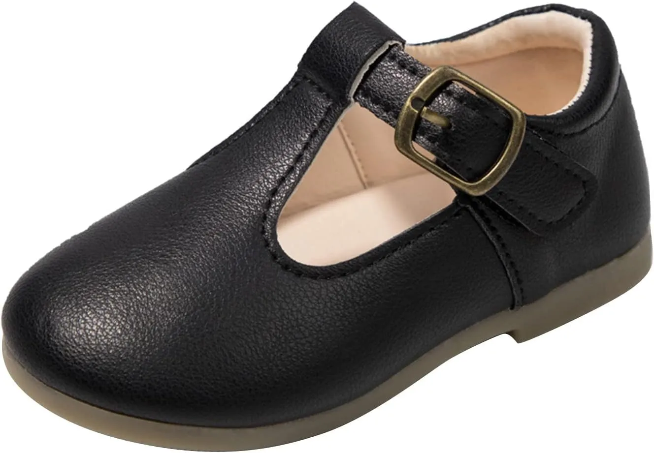 Girls Mary Jane Dress Flat Shoes School niform T-Strap Ballet Flat Toddler Little Kid Performance Shoes Toddler Girl