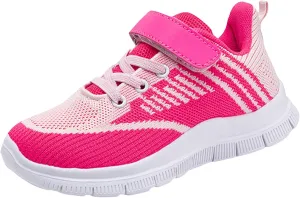 Girls Sneakers, Fashion Athletic Running Sports Sneakers Kids Breathable Mesh Lace Up Walking Shoes