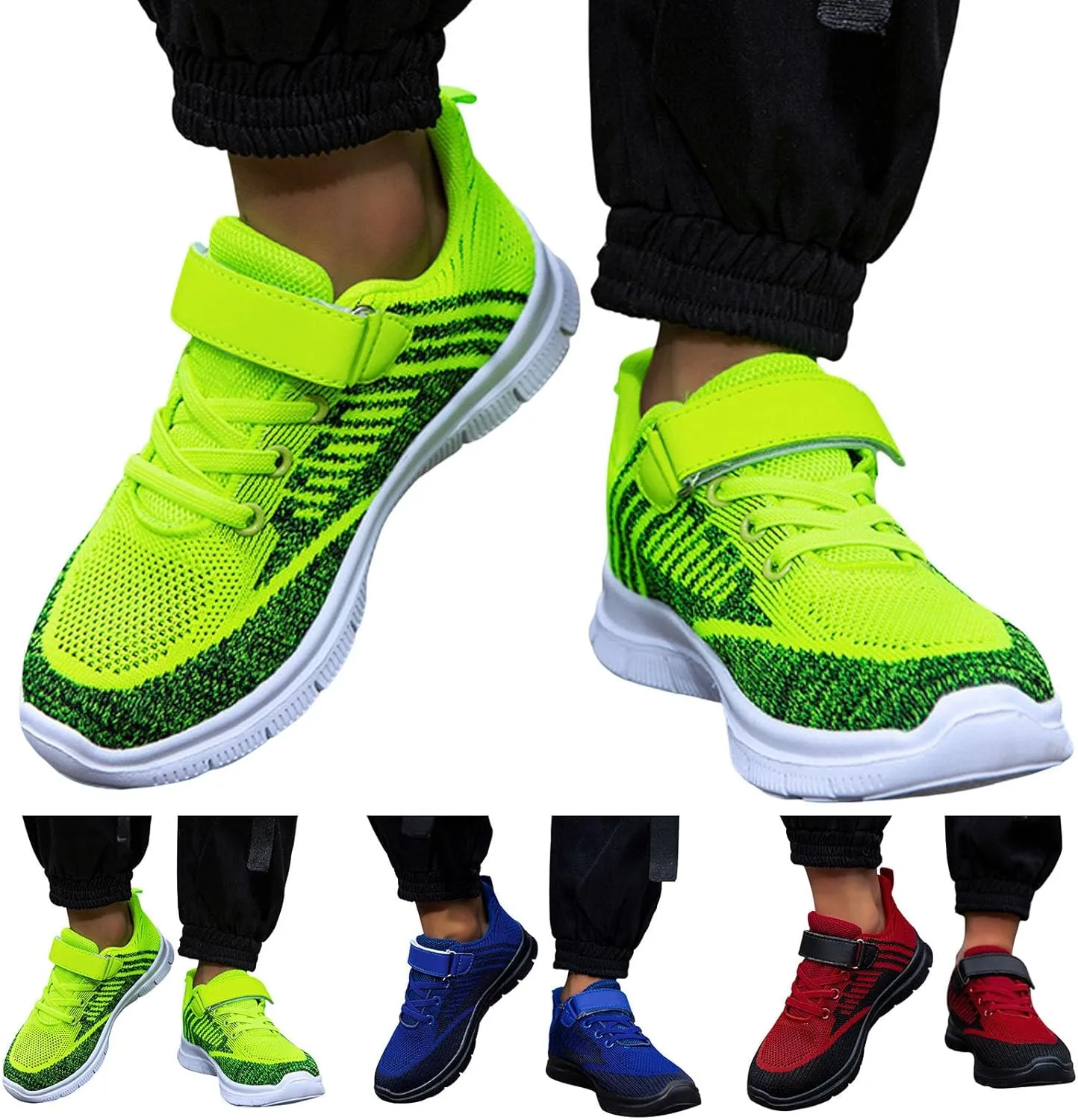 Girls Sneakers, Fashion Athletic Running Sports Sneakers Kids Breathable Mesh Lace Up Walking Shoes