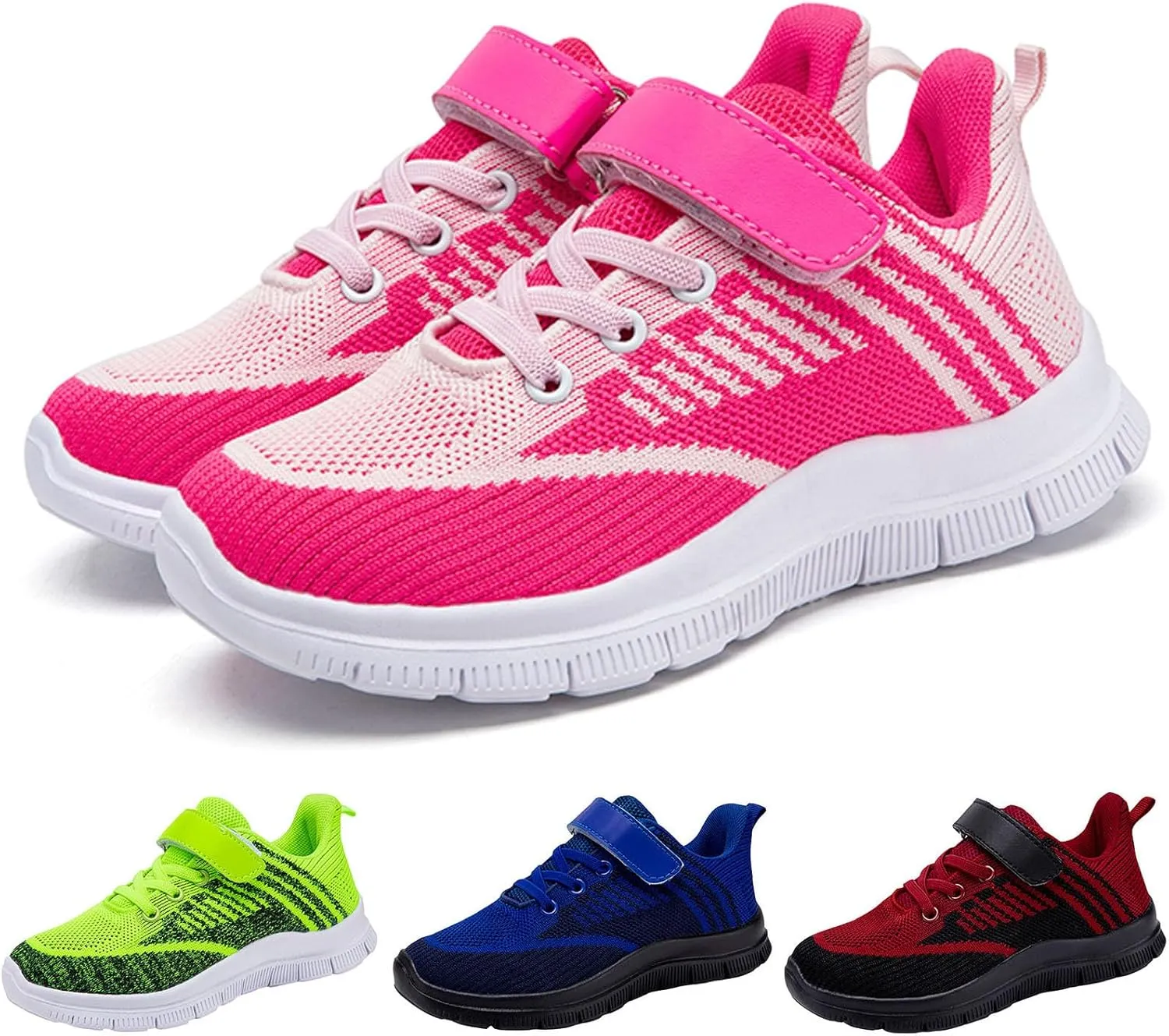 Girls Sneakers, Fashion Athletic Running Sports Sneakers Kids Breathable Mesh Lace Up Walking Shoes