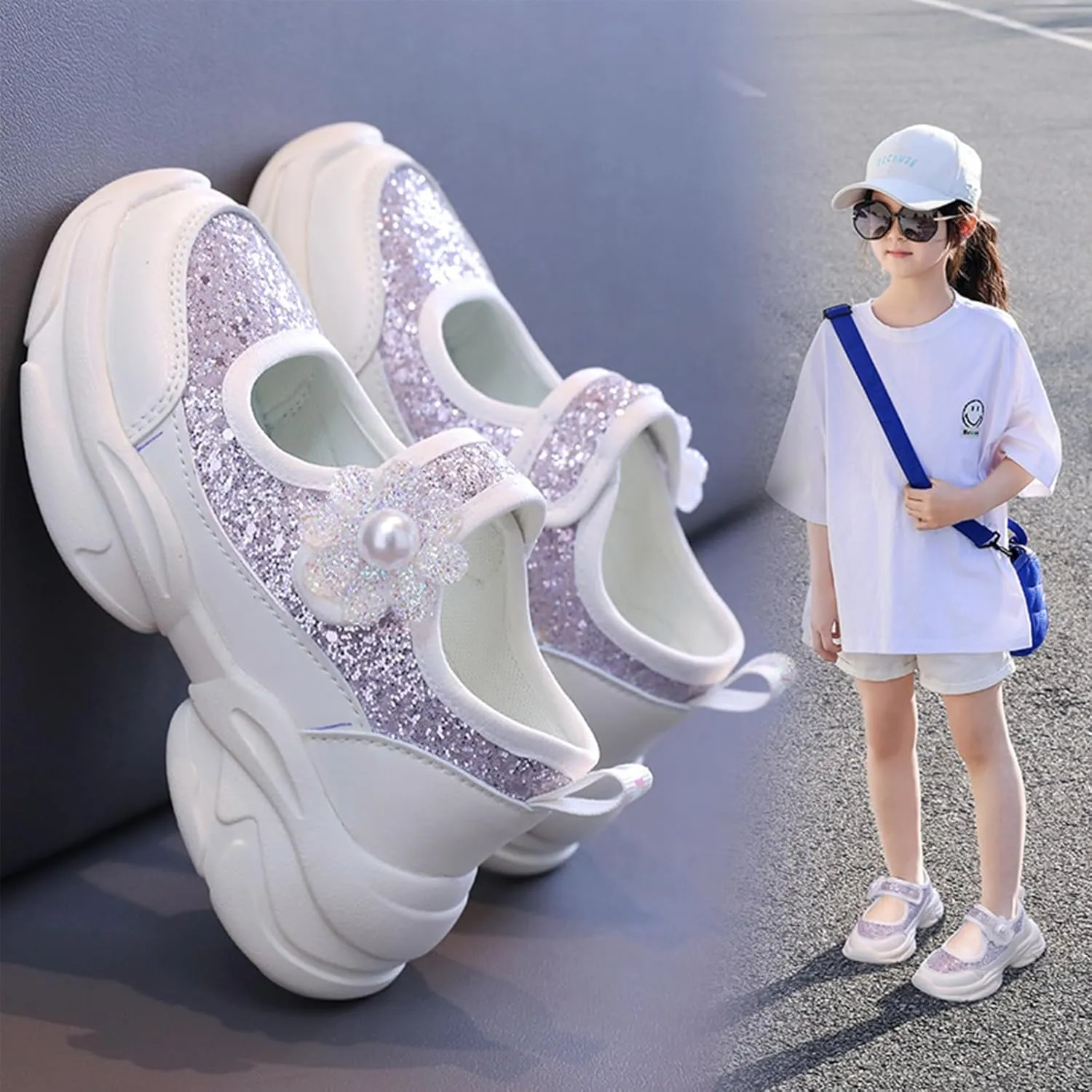 Girls Sneakers Kids Lightweight Athletic Running Shoes for Girls Comfortable Casual Walking Daily Sports Footwear