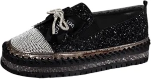 Glitter Women Slip On Sneakers Platform Sneakers Casual Rhinestones Sneakers Sparkle Sneakers Sequin Tennis Shoes