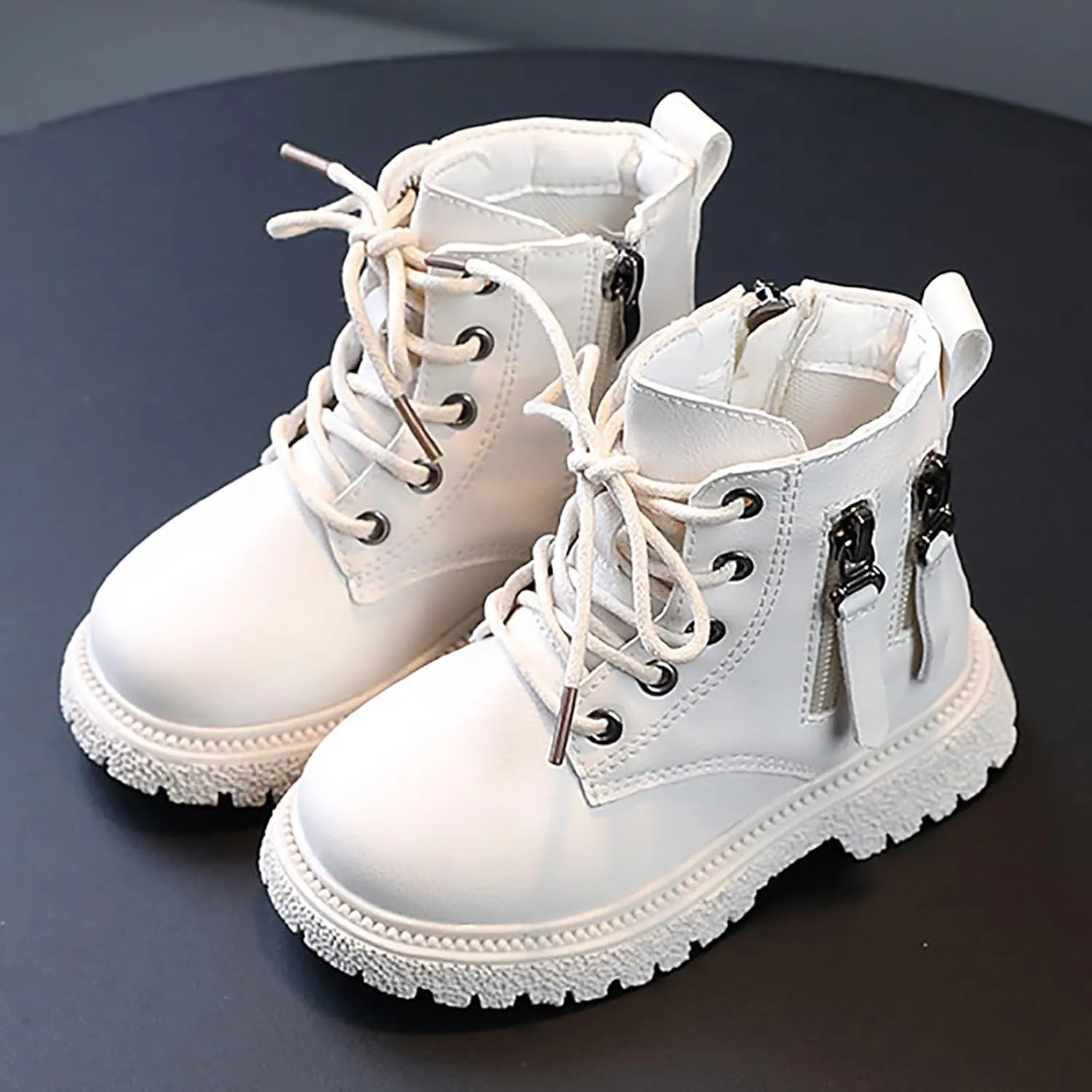 Kids Ankle Boots Boys Girls PU Leather Warm Hiking Snow Boots Girls Ankle Boots Size 2 3 4 5 6 7 8