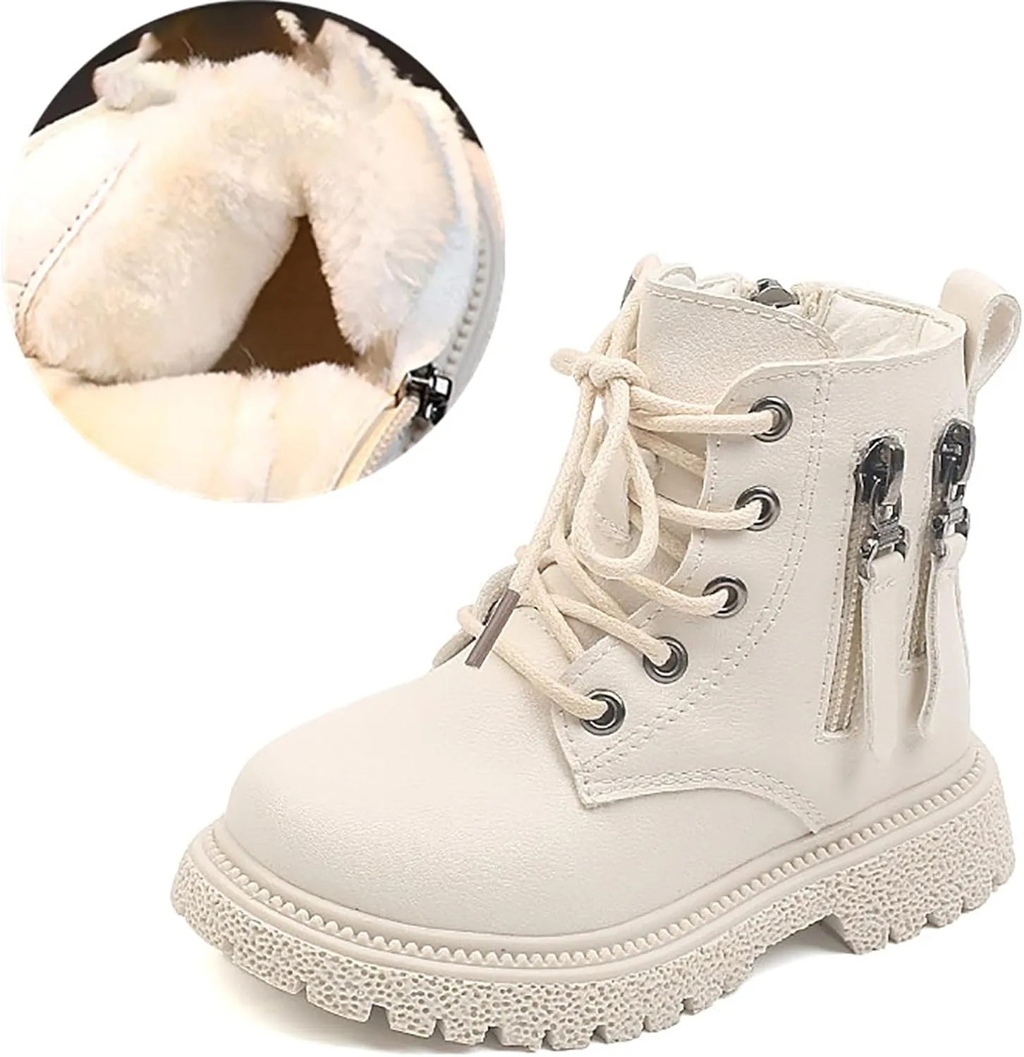 Kids Ankle Boots Boys Girls PU Leather Warm Hiking Snow Boots Girls Ankle Boots Size 2 3 4 5 6 7 8