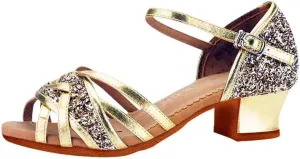 Kids Sandals Girls Latin Dance Shoes Low Heels Tango Salsa Ballroom Practice Performance Dancing Shoes 5-14Years