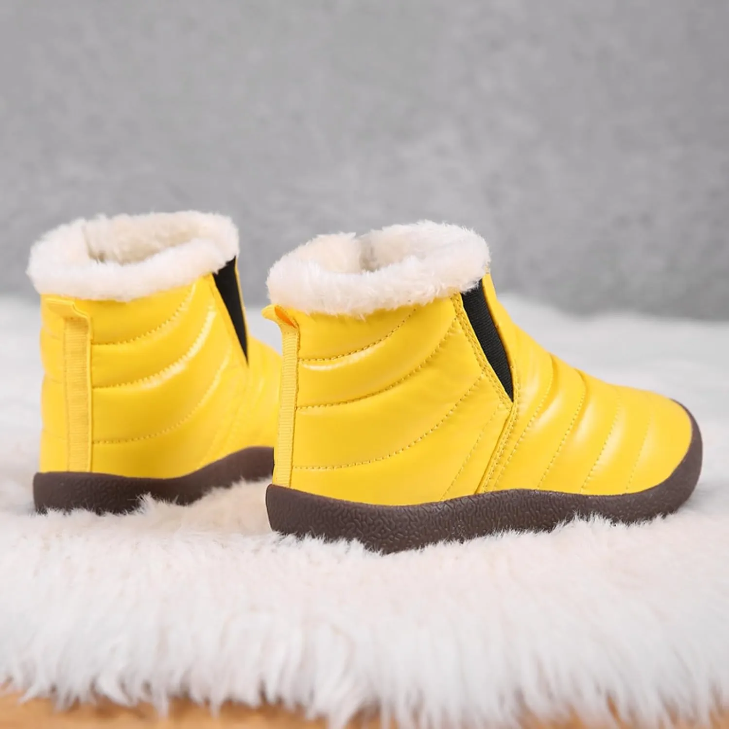 Kids Snow Boots for Boys Girls Cozy Fleece Snow Boots Kids Ankle Booties Non-Slip Zip Snow Boots for Indoor Outdoor