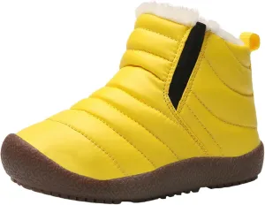Kids Snow Boots for Boys Girls Cozy Fleece Snow Boots Kids Ankle Booties Non-Slip Zip Snow Boots for Indoor Outdoor