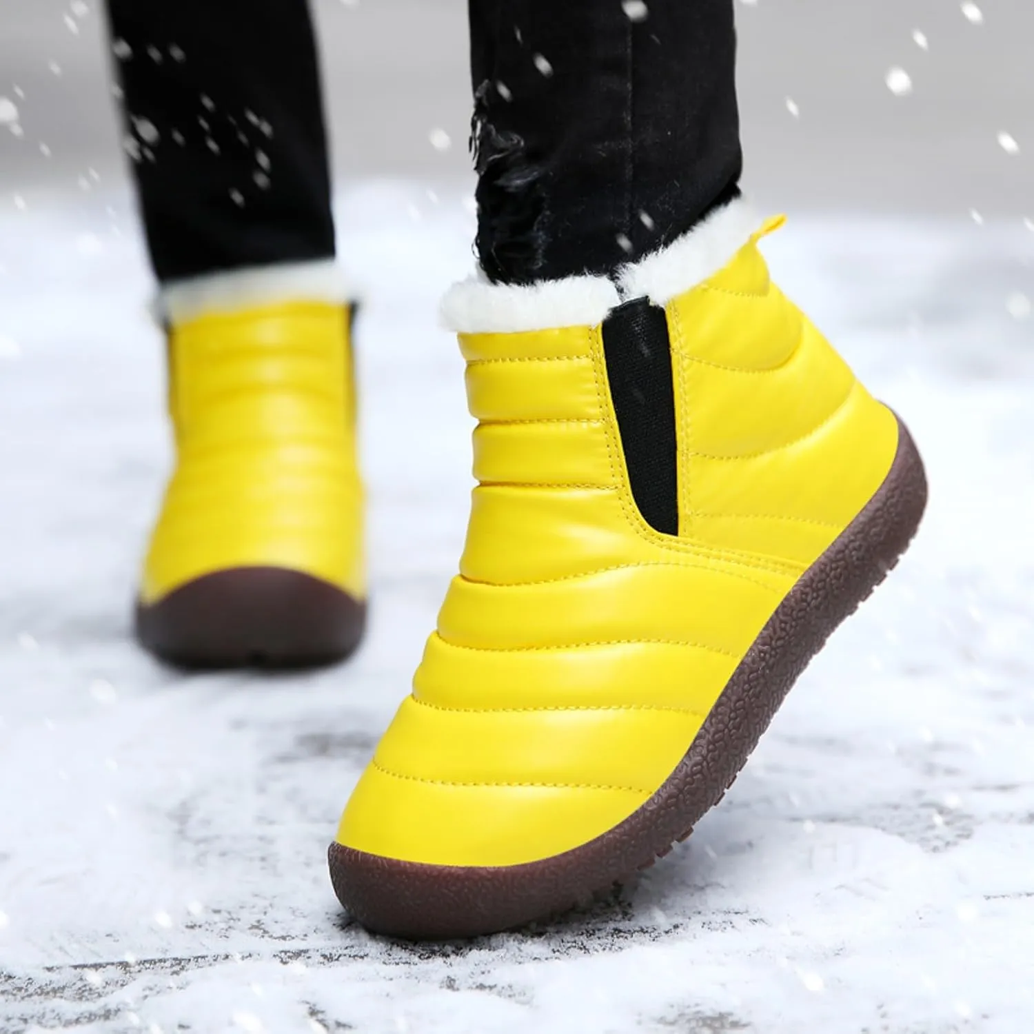 Kids Snow Boots for Boys Girls Cozy Fleece Snow Boots Kids Ankle Booties Non-Slip Zip Snow Boots for Indoor Outdoor