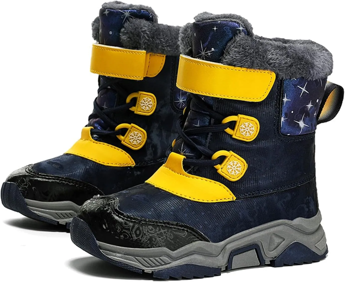 Kids Winter Snow Boots Cozy Fleece Snow Boots Toddler Non-Slip Walking Shoes Faux Fur Boys Girls Warm Outdoor Shoes